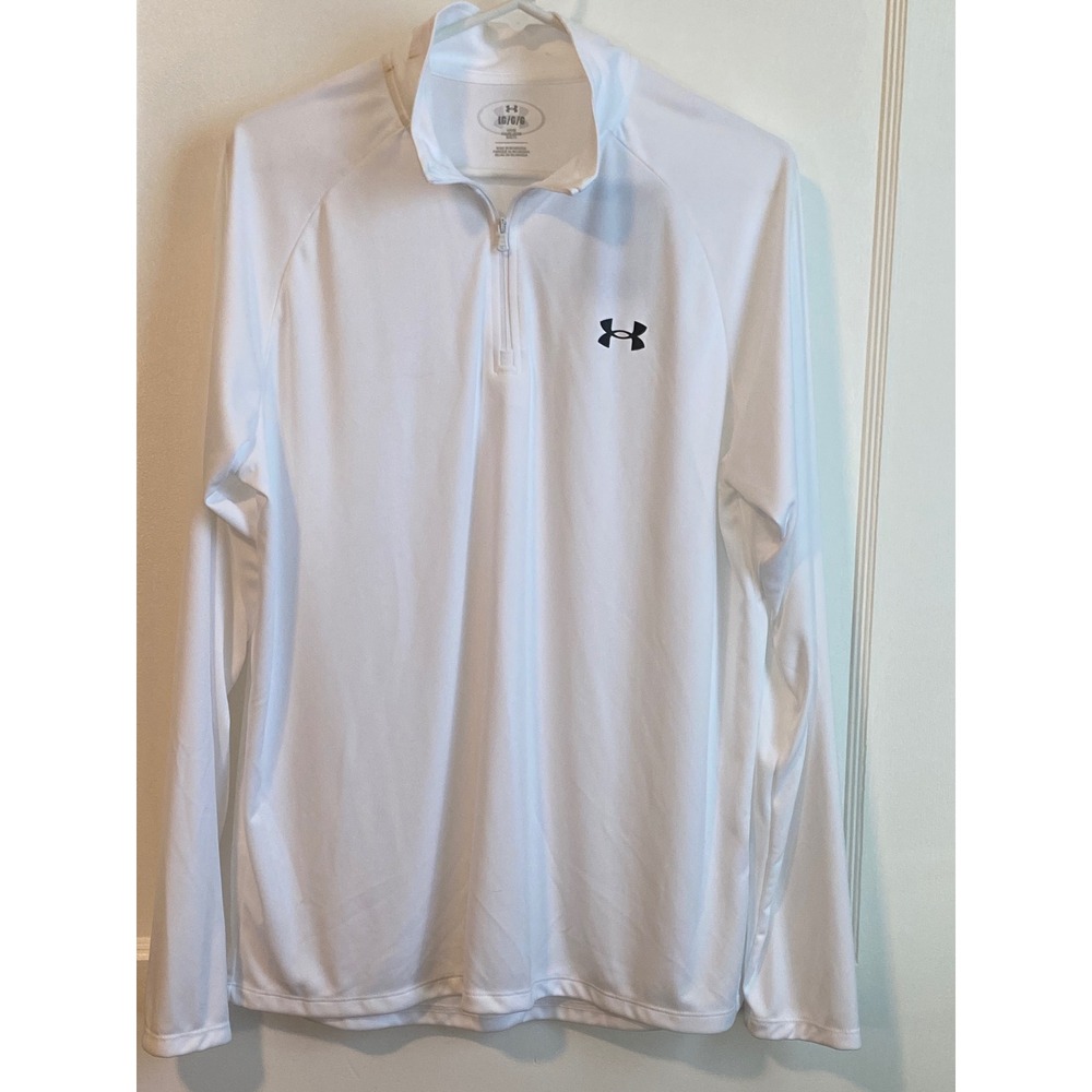 Under Armour Mens Lg Velocity 2.0 1/2 Zip Pullover White Long Sleeve Shirt NWT